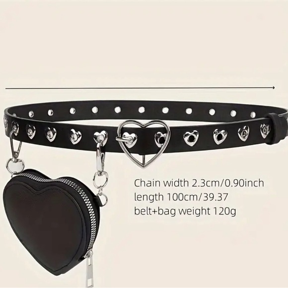 Black belt with hearts and heart pouch - Picture 7 of 7